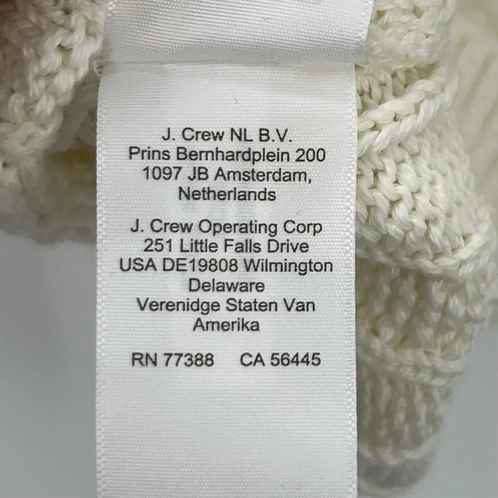 J. Crew Men's Heritage Cotton Cable-Knit Sweater Long Sleeve Ivory Size L NWT